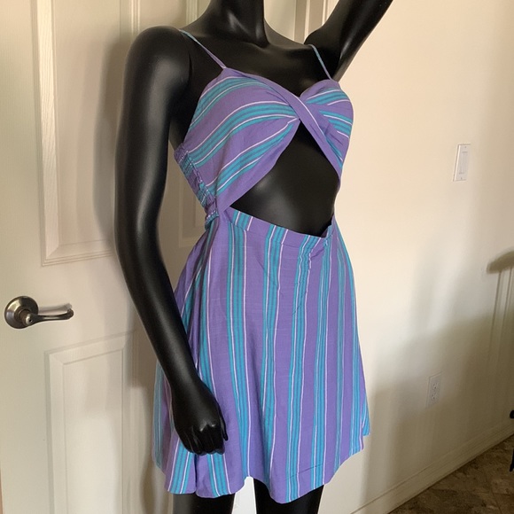 Stitch and Pine forget me not purple fresh white spaghetti strap dress size M - Picture 3 of 6